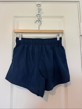 Women’s Navy Athletic Shorts - Elastic Waist with Pockets Summer